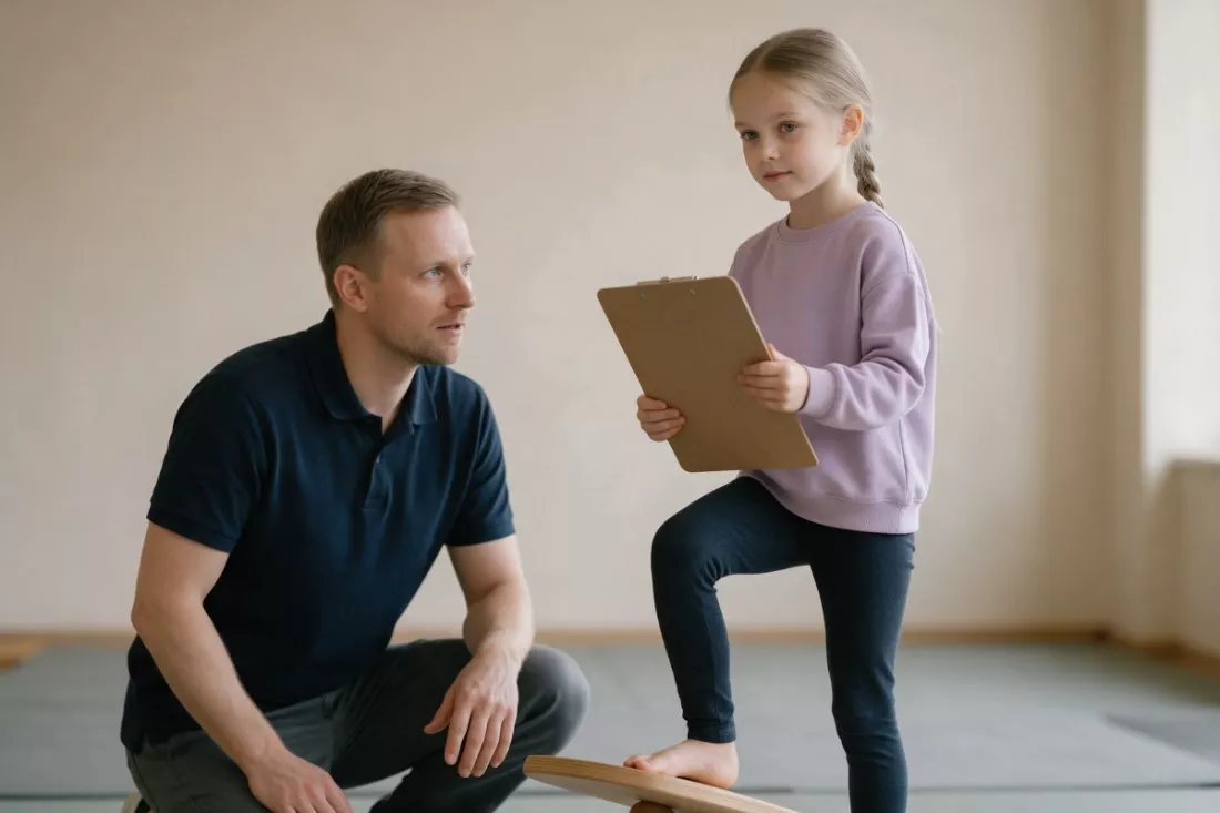 terapeuta obserwuje dziewczynkę podczas diagnozy